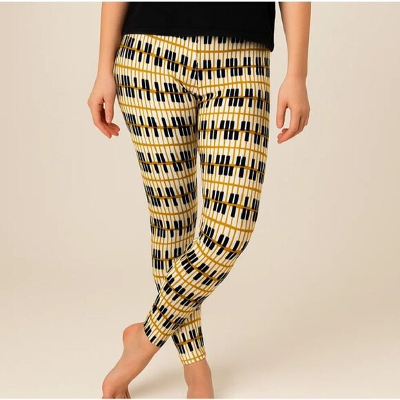 LuLaRoe Womens Leggings Size L XL Musical Piano Key Stretch Comfort Fit - Picture 1 of 10